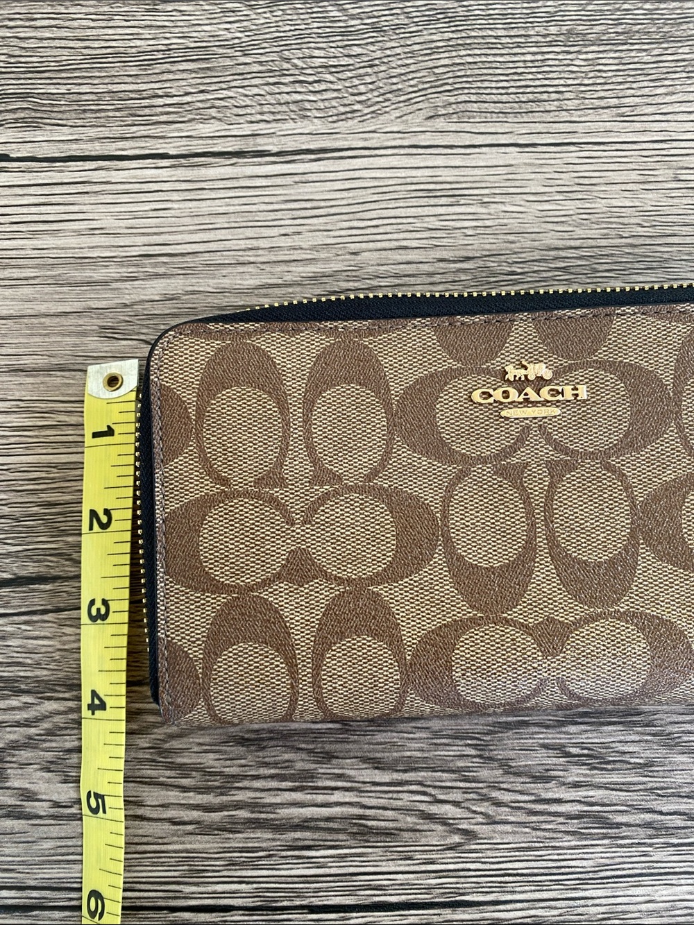 Coach Brown Tan Signature Zip Wallet Wristlet - Picture 5 of 16
